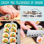 Sushi Making Kit For Beginners - 22 Piece DIY Sushi Roller Kit with Bamboo Sushi Rolling Mat, Sushi Bazooka, Chef's Knife, Chopsticks, Holder - Best Starter Sushi Kit (Pink)