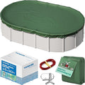 Yankee Emerald Series Pool Covers for Above Ground Pools | Oval 15x30 ft Swimming Pool Cover w/Steel-Core Cable, Winch for Winterization | 9 mil Medium-Thickness for Off-Season, On-Season Protection