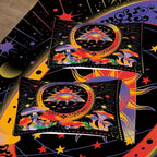 Tailor Shop Celestial Bedding Twin Size,Sun and Moon Bedding for Boys Girls Kids Teens, Mushroom Comforter Gothic Comforter Witchy Comforter Boho Exotic Black Bed with 1 Pillowcases