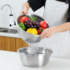 Paoli 304 Stainless Steel Fine Mesh Colander Set, 2QT Large Capacity Strainer with Mixing Bowl — Rinse Fruits, Veggies, Rice & Drain Pasta, Dishwasher Safe (2-Piece)