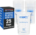 TCP Global 32 oz. (1000ml) Graduated Plastic Mixing Cups (Box of 25) - Disposable Plastic Measuring Cups for Liquids, Paints, Resin, Epoxy, Art, Kitchen - Ratios 2-1, 3-1, 4-1 ML