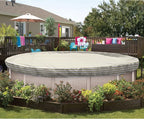ECOOPTS 10 ft Round Pool Cover for Above Ground Pools, Swimming Pool Cover Protector Winter Safety Cover (Beige White Stripes)