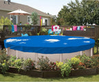 ECOOPTS 8 ft Waterproof Round Polyester Pool Cover for Above Ground Pools, Swimming Pool Cover Protector Winter Safety Cover (Blue Sky)