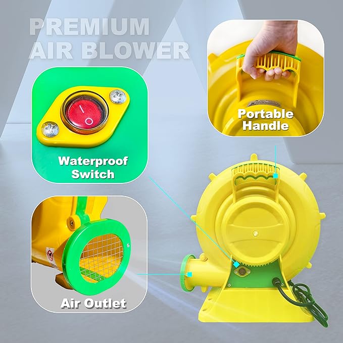 CoMiracle Air Blowers, 950 Watt 1.25 HP Inflatable Bounce House Air Blower, Outdoor Inflatable Castle and Jump Slides Blower
