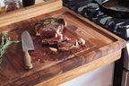 Ironwood Gourmet Double-Sided Countertop Lyon Pastry/Cutting Board With Gravy Groove, Acacia Wood 17.25 x 24 x 1.25 inches | Extra Large Wood Cutting Board With Juice Groove | Countertop Lip Keeps The Board In Place | Easily Knead Dough & Carve Meat