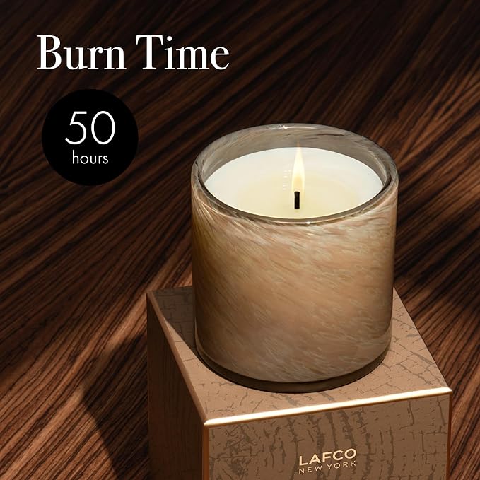 LAFCO New York Fall Classic Candle, Pumpkin Seed & Sandalwood - 6.5 oz - 50-Hour Burn Time - Reusable, Hand Blown Glass Vessel - Made in The USA