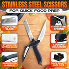 9.6" Cutting Board Scissors for Food with Stainless Steel Blade | 2 in 1 Kitchen Scissors for Food with Detachable Cutting Board; Cuts Veggies, Fruits, and Meat; Dishwasher Safe; Safety Lock
