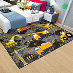 Construction Rugs for Boys Room Play Rug for Cars and Trucks Car Rug Play Mat Kids Rugs for Playroom Car Rug for Boys Room Construction Decor for Boys Room,Grey 4'×5'