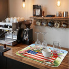 Patriotic Cats Dish Drying Mat for Kitchen Counter Coffee Bar 18x24 in | Decorative Non Slip Absorbent Kitchen Dishes Drainer Mat, with Anti-slip Rubber Backing & Hanging Loop, for Sink, Home Gift