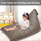 Jorbest Stuffed Animal Storage Bean Bag Chair Cover for Kids and Adults, Bean Bag Stuffed Animal Storage, Luxury Velvet Leopard Print Bean Bag Covers Only without Filling, (200L/52 Gal)