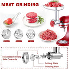 FavorKit Stainless Steel Food Grinder Attachment for KitchenAid Mixers, Dishwasher Safe Meat Processor Accessory Included 3 Sausage Stuffer Tubes