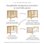 babyletto Gelato 4-in-1 Convertible Mini Crib with Toddler Bed Conversion in Honey with Vegan Tan Leather Feet, Greenguard Gold Certified