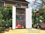 HOMSPARK Storage Shed Weather Resistance, Multi-Purpose Outdoor Storage Cabinet Waterproof, Outdoor Storage Cabinet for Garbage Cans, Lawnmower, Garden Accessories (White, Tall shed-53 cu ft)