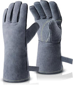 OZERO Welding Gloves: Upgraded Thicker 932°F Heat Resistant, Gray, 14 Inch | 1.2 mm Split Cowhide, Reinforced Palm, Long Cuff, for MIG TIG Stick Forge BBQ Grill Fireplace Fire Pit Wood Stove Oven