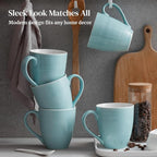 DOWAN Ceramic Coffee Mugs, 17 oz Coffee Cups for Women Men, Coffee Mug Set of 6 for Latte, Hot Tea, Cappuccino, Mocha, Cocoa, Turquoise