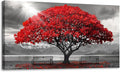 AJAZIKO Red Wall Art - Modern Framed Wall Art for Living Room - Red Tree Black and White Landscape Canvas Prints Posters & Prints for Home Office Bedroom Decorations - Large Wall Pictures 20×40IN