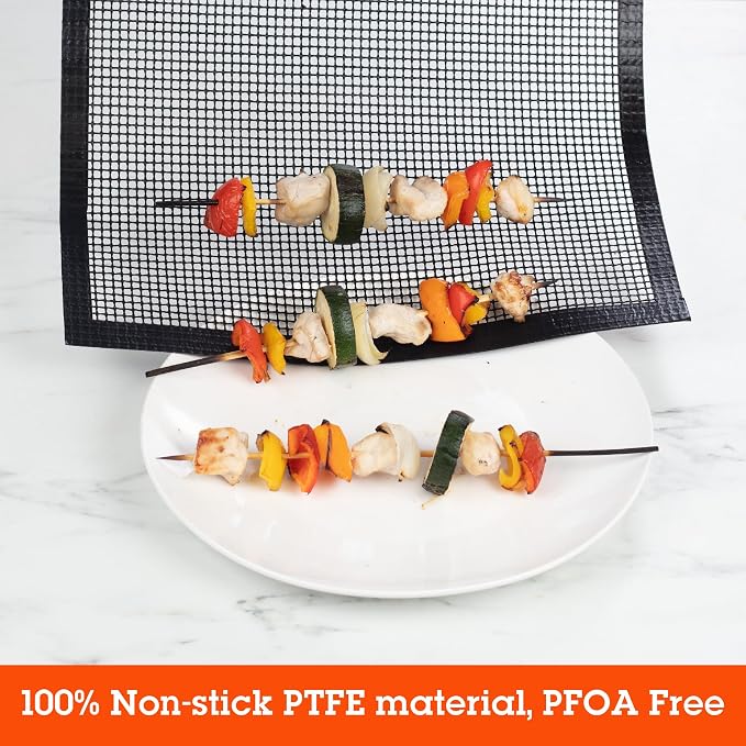 Camerons Grilling Mesh 2 Pack (13.25"x18") - Heavy Duty 100% Non-Stick Reusable Cooking Mesh - Use in Outdoor BBQ Grill & Indoor Oven - Heat Safe up to 500° F - Barbecue Grilling Gift for Fathers Day
