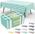 20 Packs Buffalo Disposable Table Cloth, 54 x 108 Inch Waterproof Plastic Tablecloth, Rectangle Teal and White Checkered Table Covers for Picnic, Birthday, Party, Back to School