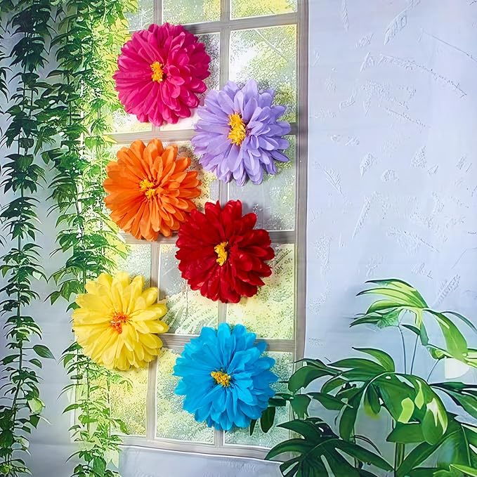 Homarkable 6 Pcs Large Tissue Paper Flowers, 20 Inch Handcrafted Giant Paper Flowers for Mexican Party Summer Wedding Birthday Backdrop Baby Shower Nursery Craft Outdoor Wall Decor