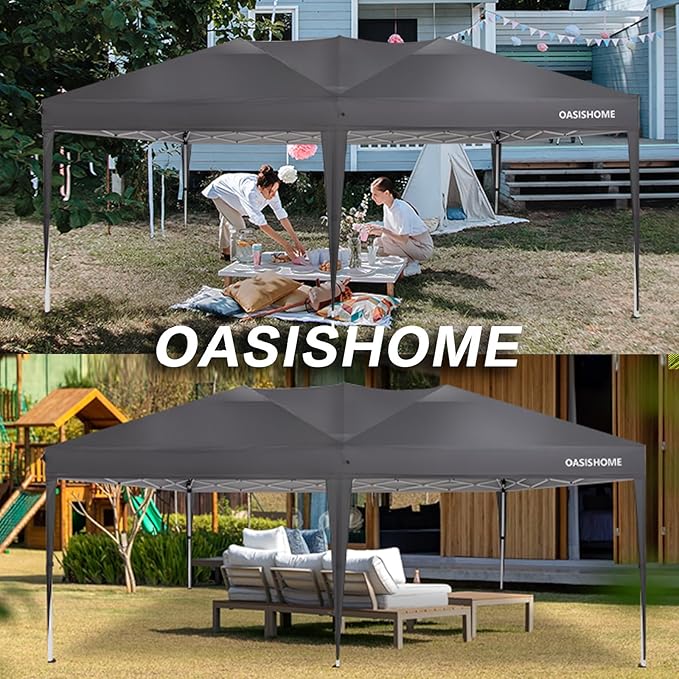 OASISHOME Pop-up Gazebo Canopy Tent 10'x20' with 6 Removable Sidewalls, Windows, Stakes, Ropes, Carry Bag,Suitable for Patio, Outdoor, Wedding Parties&Commercial Events (Grey (NOT Black), 10X20)