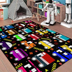 Car Play Mat Kids Rugs for Playroom Car Track Rug Kids Mat Construction Play Mat Car Play Rug Car Carpet for Kids Carpet for Bedroom Truck Rugs for Boys Room,Black 5'×7'