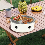 Portable Charcoal Barbecue Grill, 1pc Mini BBQ Grill Multifunctional Charcoal Grill Round Tabletop Charcoal Grill for Outdoor Cooking Home Party Picnic Camping (Beige)