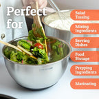 Priority Chef Premium Mixing Bowls With Lids Set, Airtight Lids, Thicker Stainless Steel, Non-Slip Base, 5 Nesting Steel Bowls for Kitchen, Large Prep Metal Bowl Set 1.5/2/3/4/5 Qt, Black