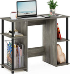 Furinno Jaya Computer Study Desk With Open Storage, French Oak Grey/Black