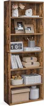 VASAGLE Bookshelf, 23.6 Inches Wide, 6-Tier Open Bookcase with Adjustable Storage Shelves, Floor Standing Unit, Rustic Brown ULBC166X01