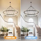 WJShome 55 Inch Farmhouse Wagon Wheel Chandelier - 2 Tier 48-Light Rustic Black and Gold Chandeliers, for Living Room, Entryway and Staircase