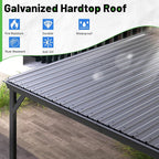 12x20FT Lean to Gazebo, Outdoor Hardtop Wall Mount Gazebo with Gutter & Sloping Galvanized Steel Roof, Metal Hard Top Awnings for Deck, Porch, Backyard