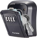 Puroma Key Lock Box Combo Wall-Mounted Storage Safe Lockbox Home Office | Outside, Portable, Wall Mount, Resettable, Combination, Weatherproof, High-capacity, Hold 5 Keys, Contractor Guest Realtor