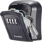 Puroma Key Lock Box Combo Wall-Mounted Storage Safe Lockbox Home Office | Outside, Portable, Wall Mount, Resettable, Combination, Weatherproof, High-capacity, Hold 5 Keys, Contractor Guest Realtor