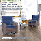 Kullavik 10PCS Outdoor Patio Furniture Set,PE Wicker Rattan Sectional Sofa Patio Conversation Sets with 43" 55000BTU Gas Propane Fire Pit Table,Swivel Rocking Chairs Set,Dark Blue