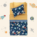 SLEEP ZONE Kids Twin Bedding Comforter Set - Super Cute & Soft Kids Bedding 5 Pieces Set with Comforter, Sheet, Pillowcase & Sham (Rocket Galaxy)