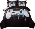 Gamer Bedding Sets for Boys, Full Size 3-Piece Gaming Comforter Sets for Kids Teens, Soft Microfiber Video Game Bedding Sets for Game Lovers, 1 Comforter and 2 Pillowcase(White,Full)