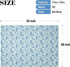 FIFTY FEET 84X60 Inch Rectangle Tablecloth, Vinyl Tablecloth with Flannel Backing Waterproof Table Cloth, Spill Proof Picnic Table Cover for Outdoor/Indoor/Camping/Dining(Blue Plaid)