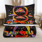 Tailor Shop Celestial Bedding Twin Size,Sun and Moon Bedding for Boys Girls Kids Teens, Mushroom Comforter Gothic Comforter Witchy Comforter Boho Exotic Black Bed with 1 Pillowcases