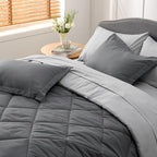 Bedsure Dark Grey Twin XL Comforter Set - 5 Pieces Reversible Twin XL Bed in a Bag for College, Extra Long Twin Bed Set Dark Grey with Comforters, Sheets, Pillowcase & Sham