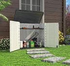 HOMSPARK Storage Shed Weather Resistance, Multi-Purpose Outdoor Storage Cabinet for Backyards and Patios, 26 Cu.ft Capacity Horizontal Storage Shed for Bike, Lawnmower, Trash Cans, Patio Accessories