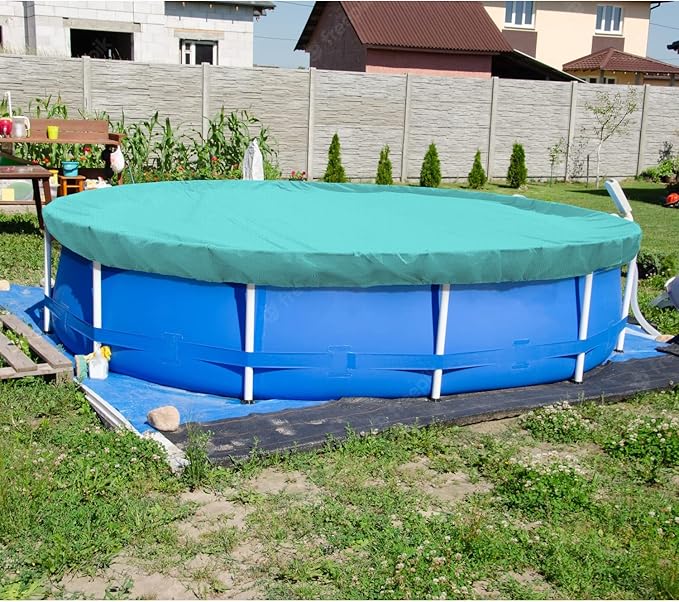 ECOOPTS 7 ft Round Pool Cover for Above Ground Pools, Swimming Pool Cover Protector Winter Safety Cover (Turquoise)