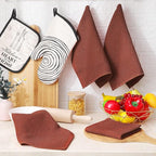 Homaxy 100% Cotton Waffle Weave Kitchen Dish Cloths, 4-Pack, Rust | 12 x 12 Inches, Ultra Soft Absorbent Dish Towels, Quick Drying Dish Rags with Hanging Loop