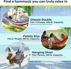 Handwoven Hammock by Yellow Leaf Hammocks - Double Size, Fits 1-2 PPL, 400lb max - Weathersafe, Super Strong, Easy to Hang, Ultra Soft, Artisan Made - Color: Red - Orange