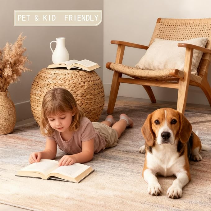 8x10 Area Rug, Plush Soft Living Room Rug Machine Washable - Large Non-Slip Stain Resistant Rug for Bedroom, Geometric Pet Friendly Carpet