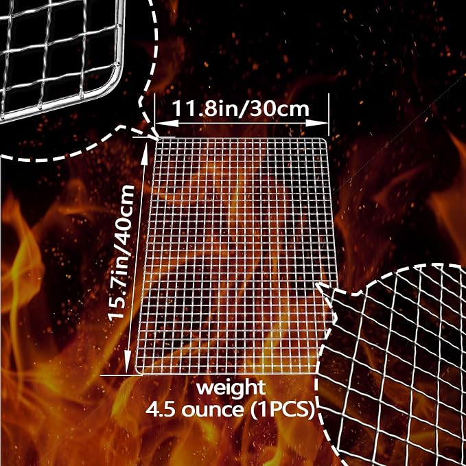 Grill Topper, 10 Pcs Disposable Grill Grates, 11.8 X 15.7 Inch Baking Rack Replacement, BBQ Accessories for Outdoor Smoker Grills