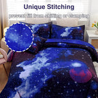 A Nice Night Galaxy 6Pcs Bedding Sets Outer Space Comforter Bed in a Bag 3D Printed Quilt,for Children Boy Girl Teen Kids,Queen 6Pcs