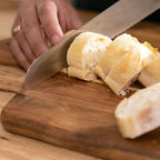 Acacia Wood Cutting Board and Chopping Board with Handle for Meat, Cheese Board, Vegetables, Bread, and Charcuterie - Decorative Wooden Serving Board for Kitchen and Dining Room, Large 17" x 13"