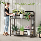 Potting Bench, Outdoor Potting Table with 4 Side Hooks, All-Weather Gardening Table Work Station, Outside Garden Workbench, 505lbs Capacity, 18" D x 39" W x 44" H, Distressed Vintage Black
