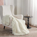 Bedsure GentleSoft Fluffy Cream Throw Blanket Decorative Blankets for Bed Couch Sofa, Cream Decor Sherpa Fleece Soft Cozy Fuzzy Plush Thick Warm Faux Fur Decorations, Ivory Baby Girl Gifts, 50x60