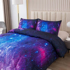 NINENINE Galaxy Comforter Sets Space Bedding 5PCS Queen Size Comforter Sets for Girls Purple Bedding Set(1Comforter, 1Flat Sheet, 1Fitted Sheet, 2Pillowcases)…